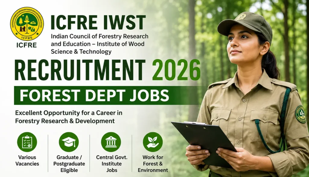 ICFRE IWST vacancy details table for Technical Assistant Technician JTO