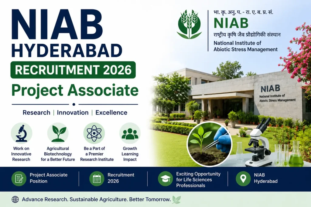 NIAB Hyderabad Recruitment 2026 Project Associate