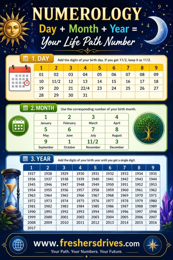 Complete Lo Shu Grid numerology infographic showing number meanings and life planes